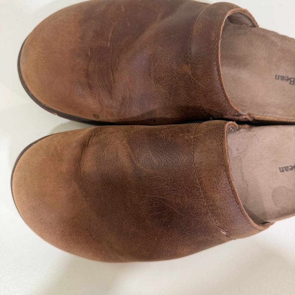 LL Bean Leather Clog Mule Womens Size 7 Medium Brown Slip On Go Anywhere Suede - Picture 2 of 5